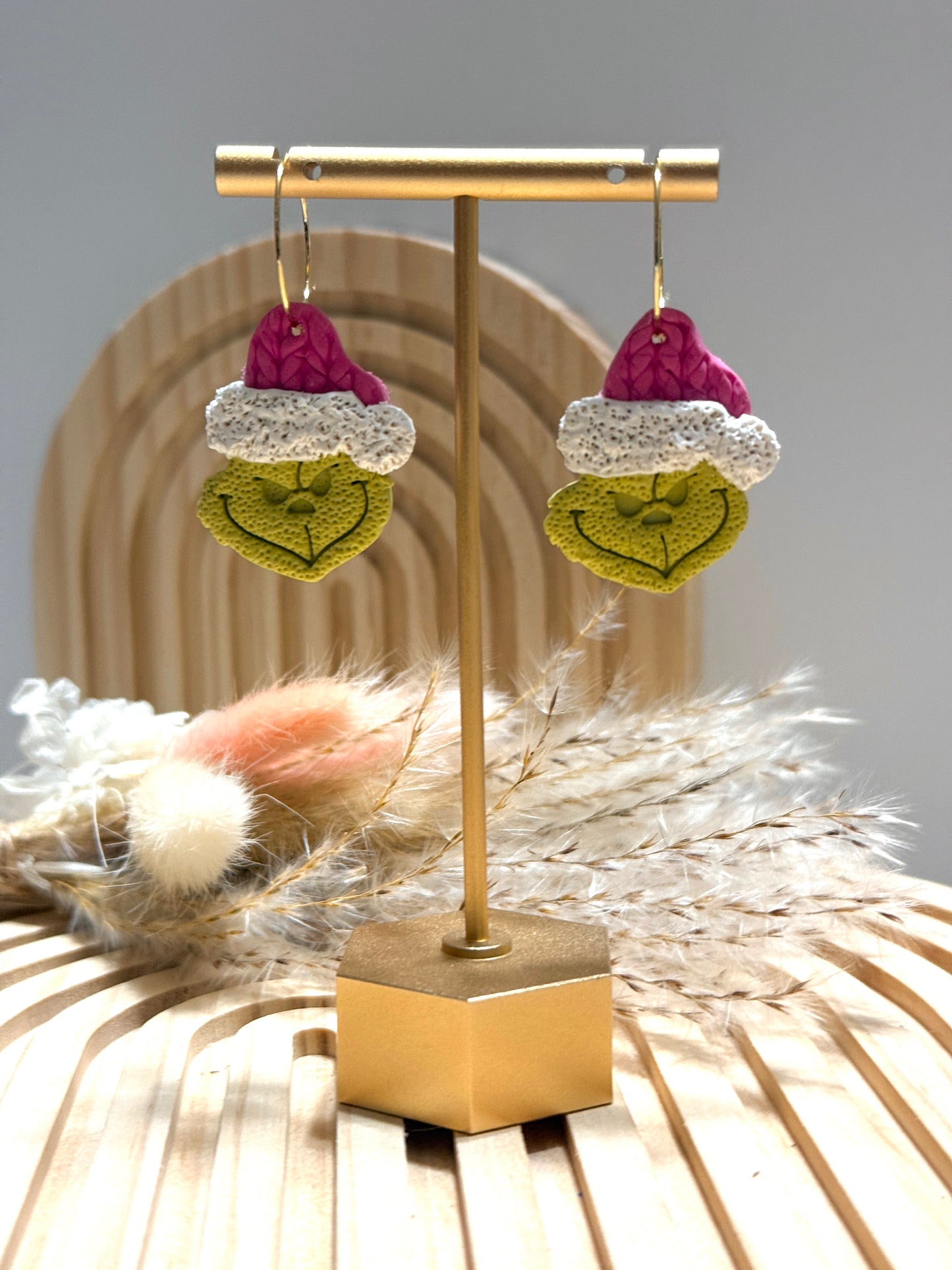 Handmade Christmas Grinch Hoop Earrings