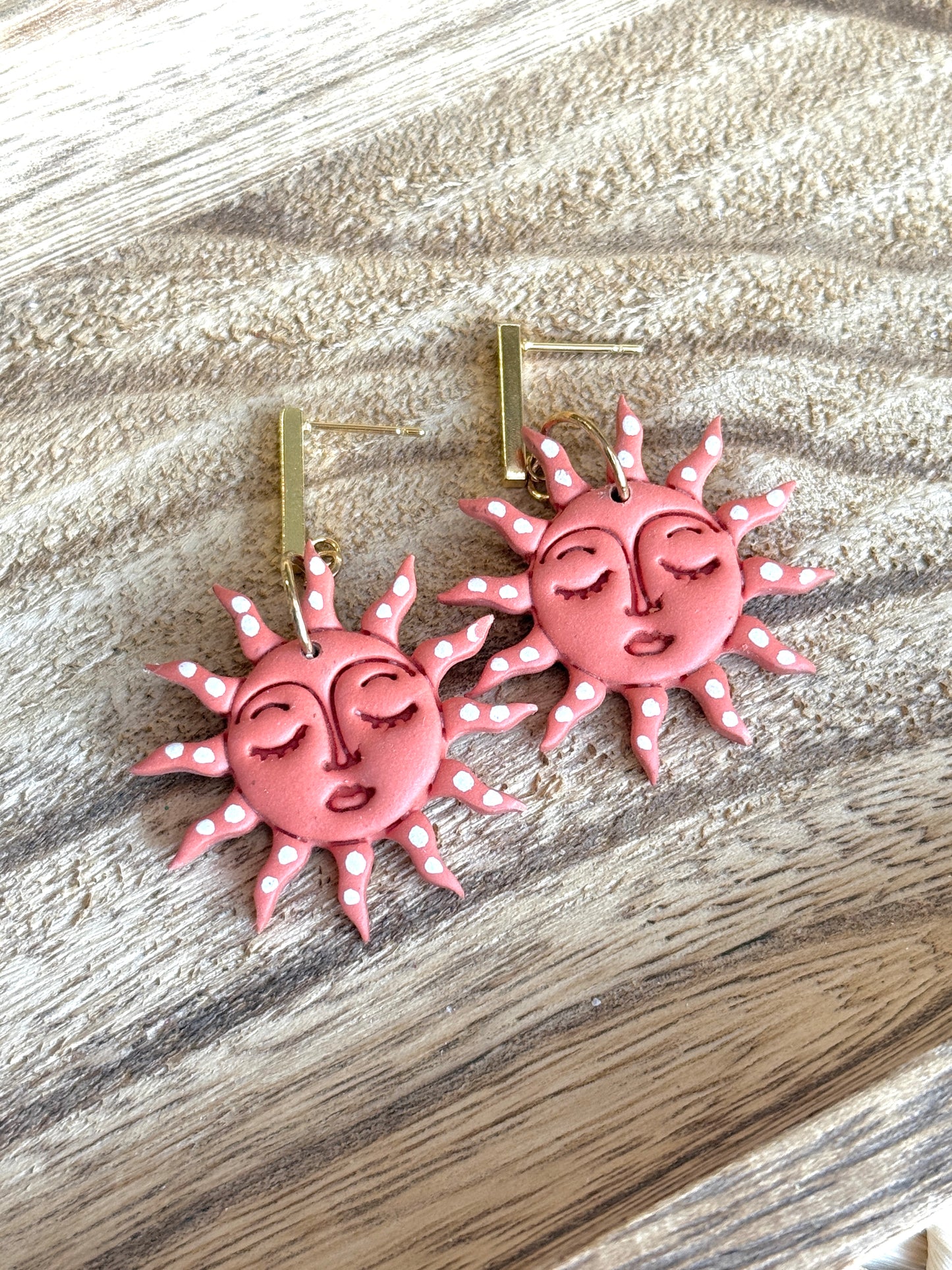 Handmade Celestial Sun Dangle Earrings