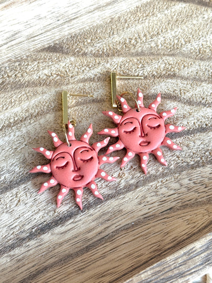 Handmade Celestial Sun Dangle Earrings