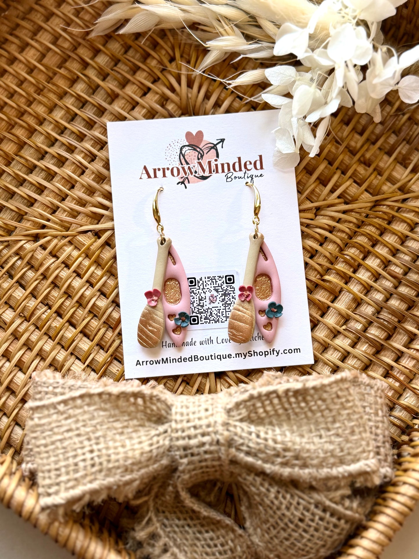 Handmade Blush Bloom Kayak Earrings
