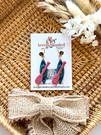 Handmade Paddle & Peace Kayak Earrings