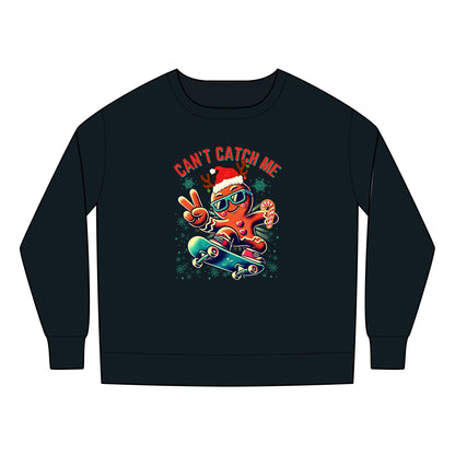 Gingerbread Man Skateboard "Can't Catch Me" Cute Holiday Design Toddler Sweatshirt