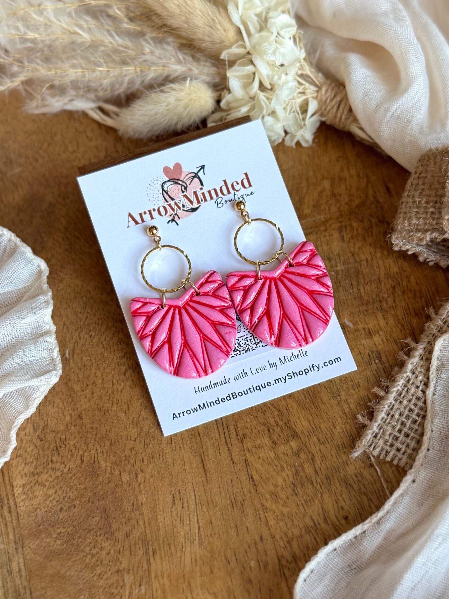 Handmade Boho Pink & Red Earrings