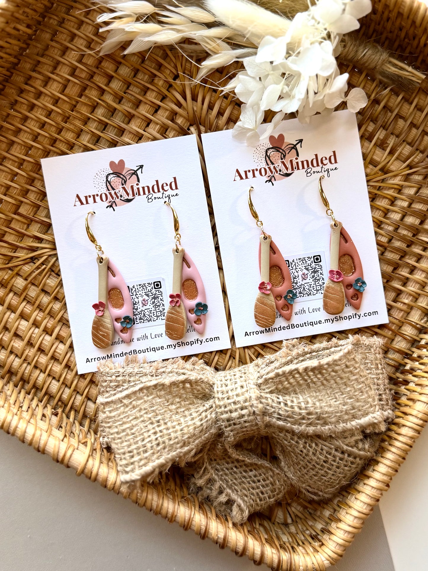 Handmade Blush Bloom Kayak Earrings