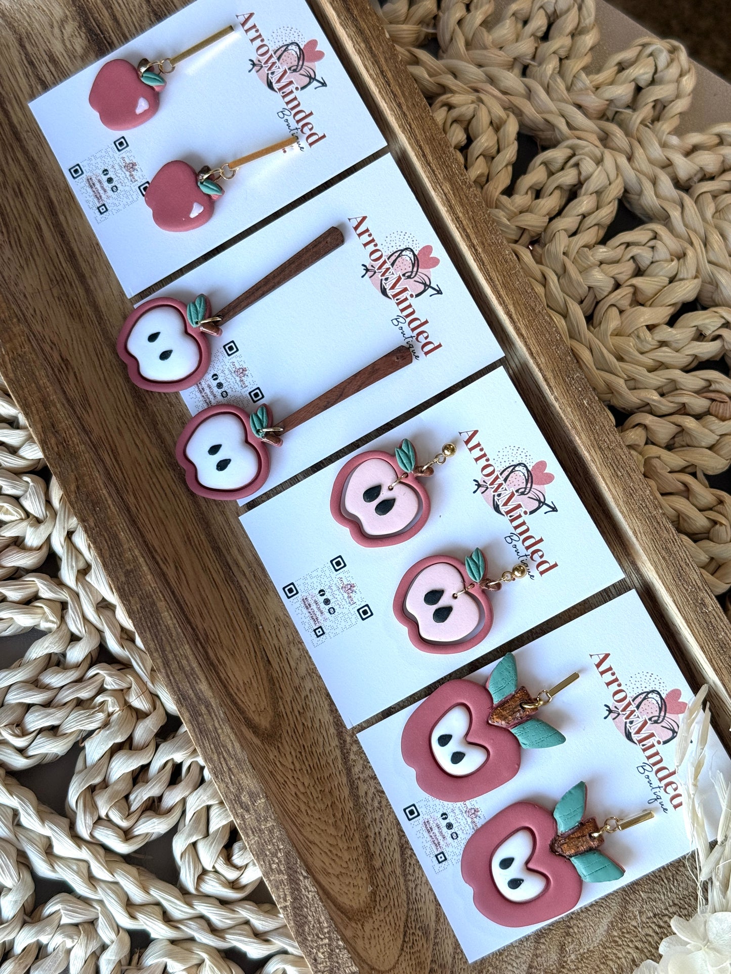Handmade Teacher Apple Earrings