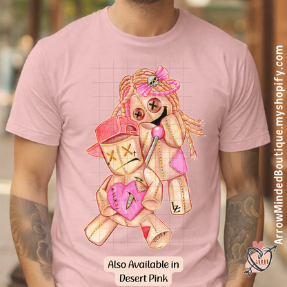 Stitched Betrayal Graphic Tee | Hand Drawn Dark Art Shirt | Cute but Twisted Teddy Bear Design | Pencil to Print Collection
