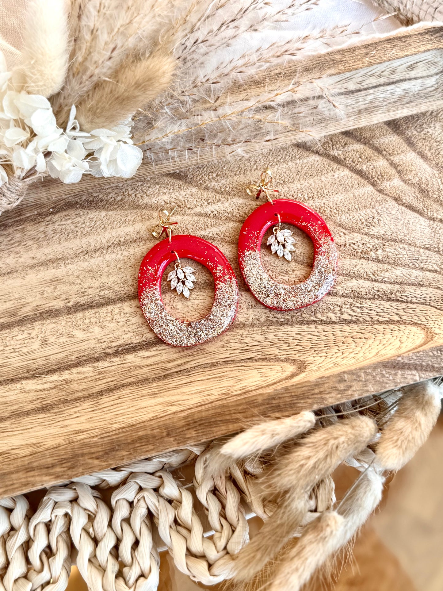 Handmade Frosted Ember Hoop Earrings