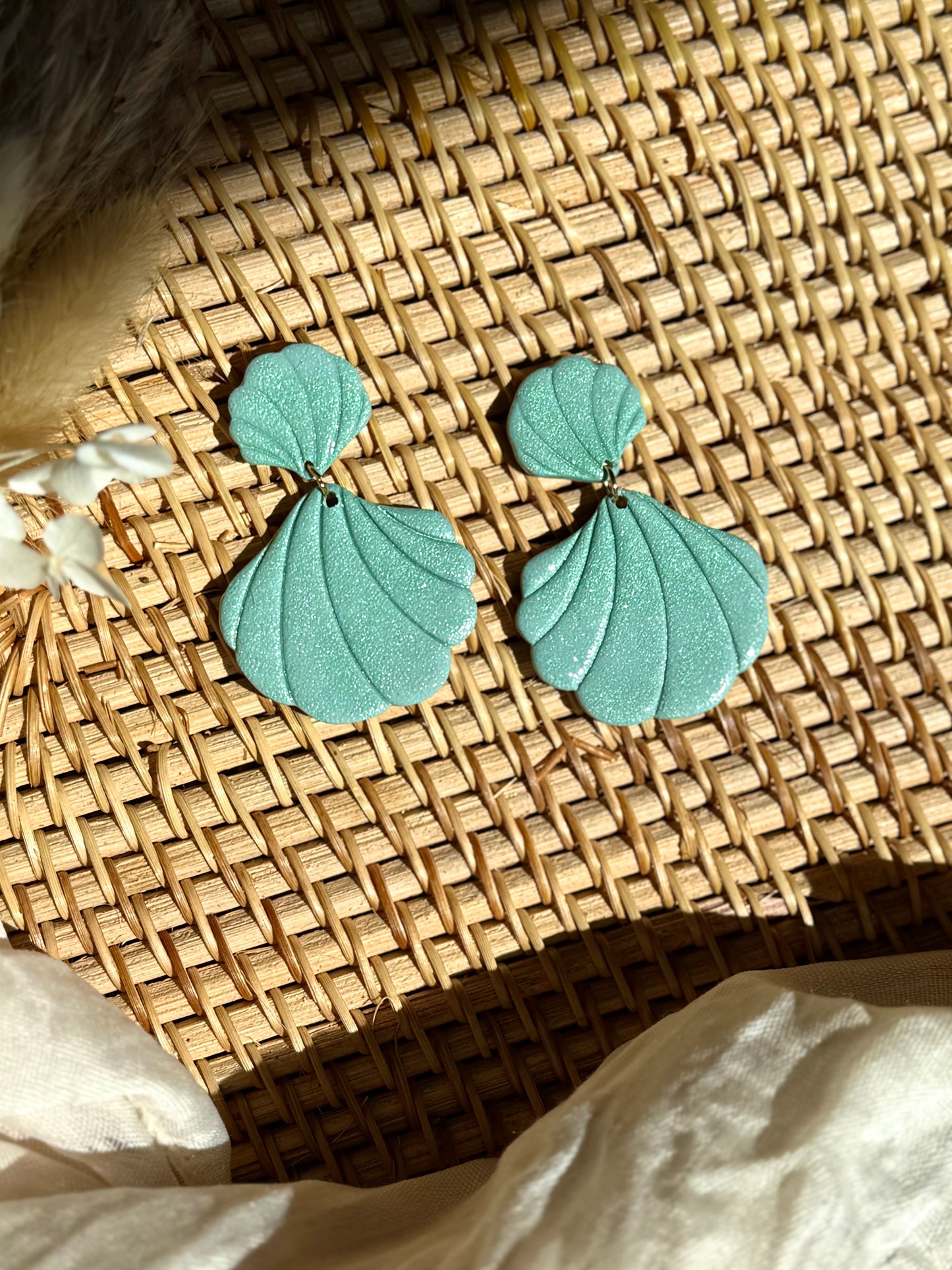 Handmade Shimmery Seashell Dangle Earrings