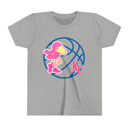 Youth Tee University of Kansas Basketball Pink Bird