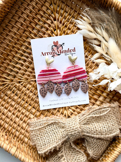 Handmade Crimson & Charm Pom Dangles