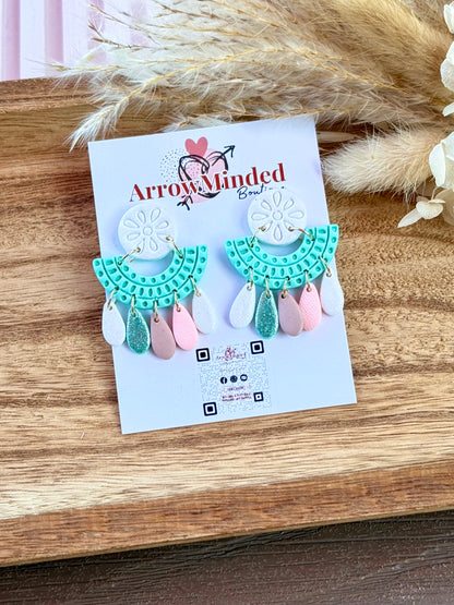 Handmade Minty Bloom Dangle Earrings