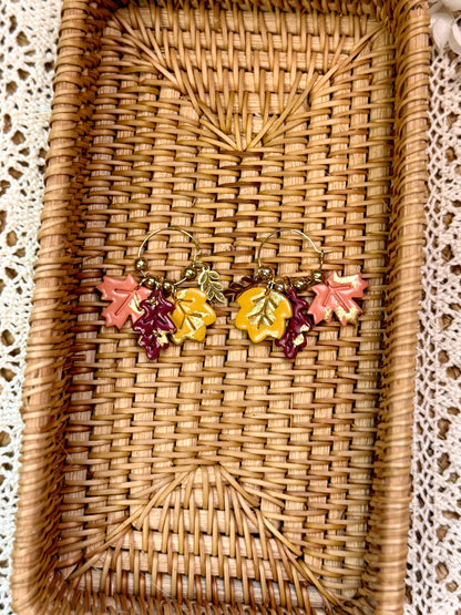 Handmade Autumn Leafy Hoop Earrings