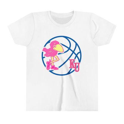 Youth Tee University of Kansas Basketball Pink Bird