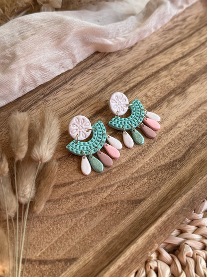 Handmade Pastel Layered Fan Earrings with Soft Shimmer
