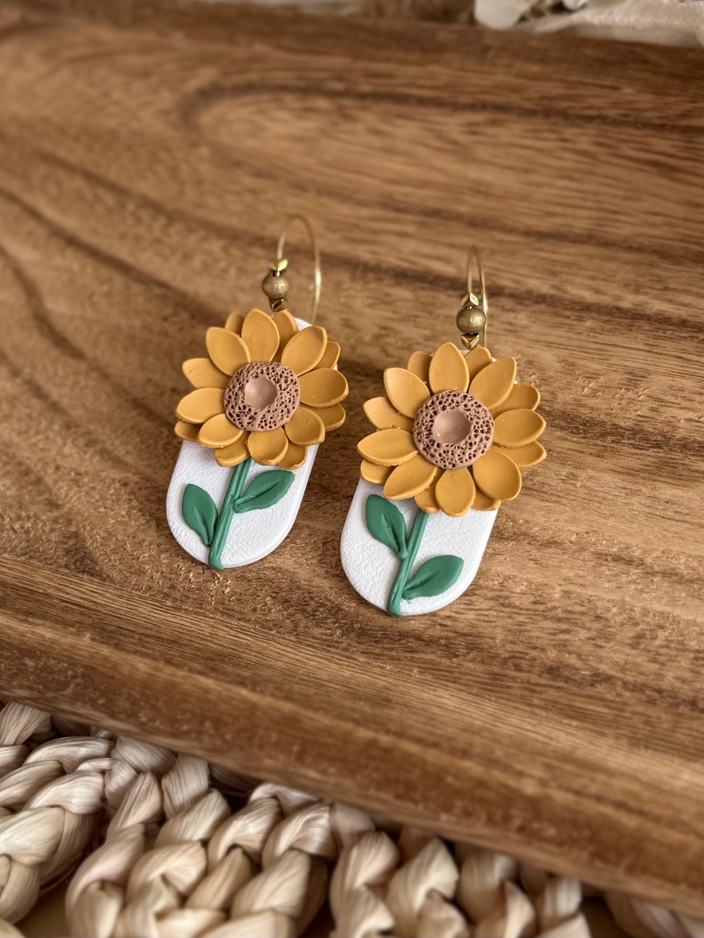 Handmade Golden Bloom Sunflower Earrings