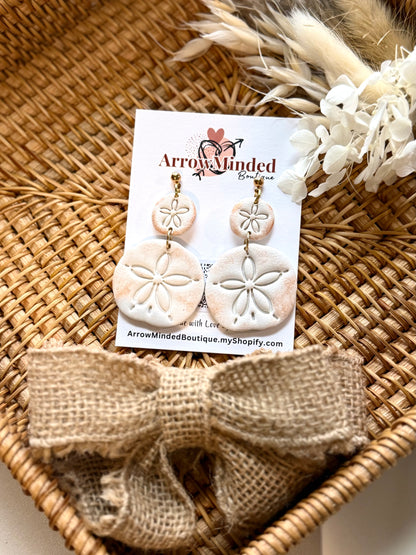 Handmade Shimmery Sand Dollar Earrings