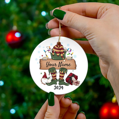Custom Vintage Elf Ceramic Ornament