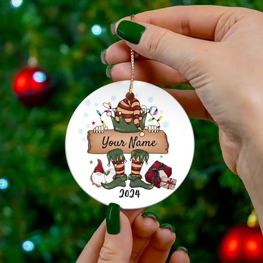 Custom Vintage Elf Ceramic Ornament
