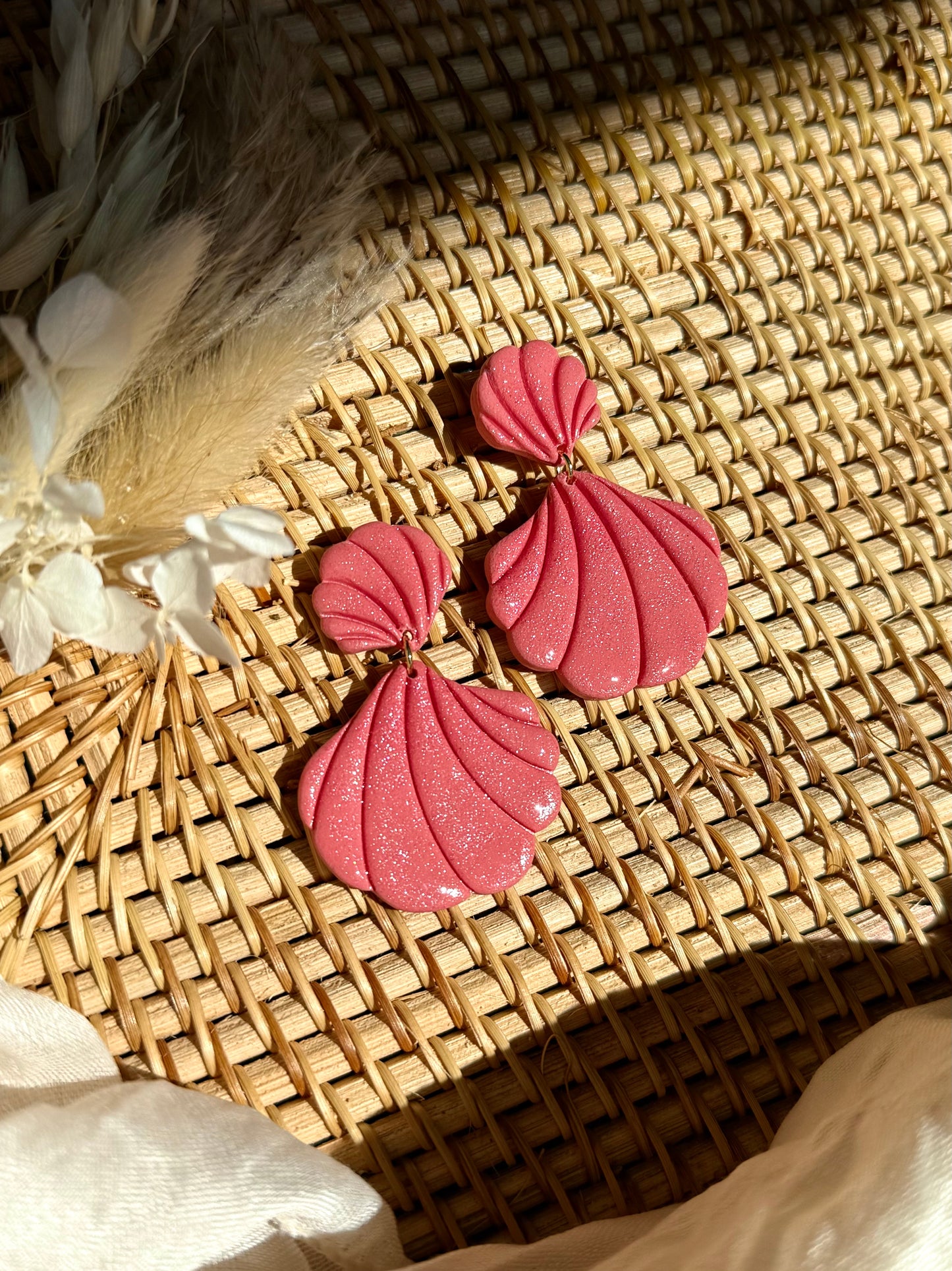 Handmade Shimmery Seashell Dangle Earrings
