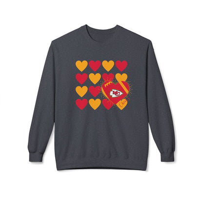 Kansas City Football Heart Design Unisex Softstyle Sweatshirt
