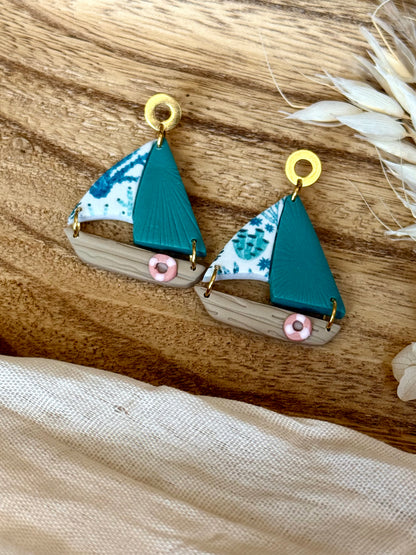 Handmade Sea Glass Harbor Sailboats