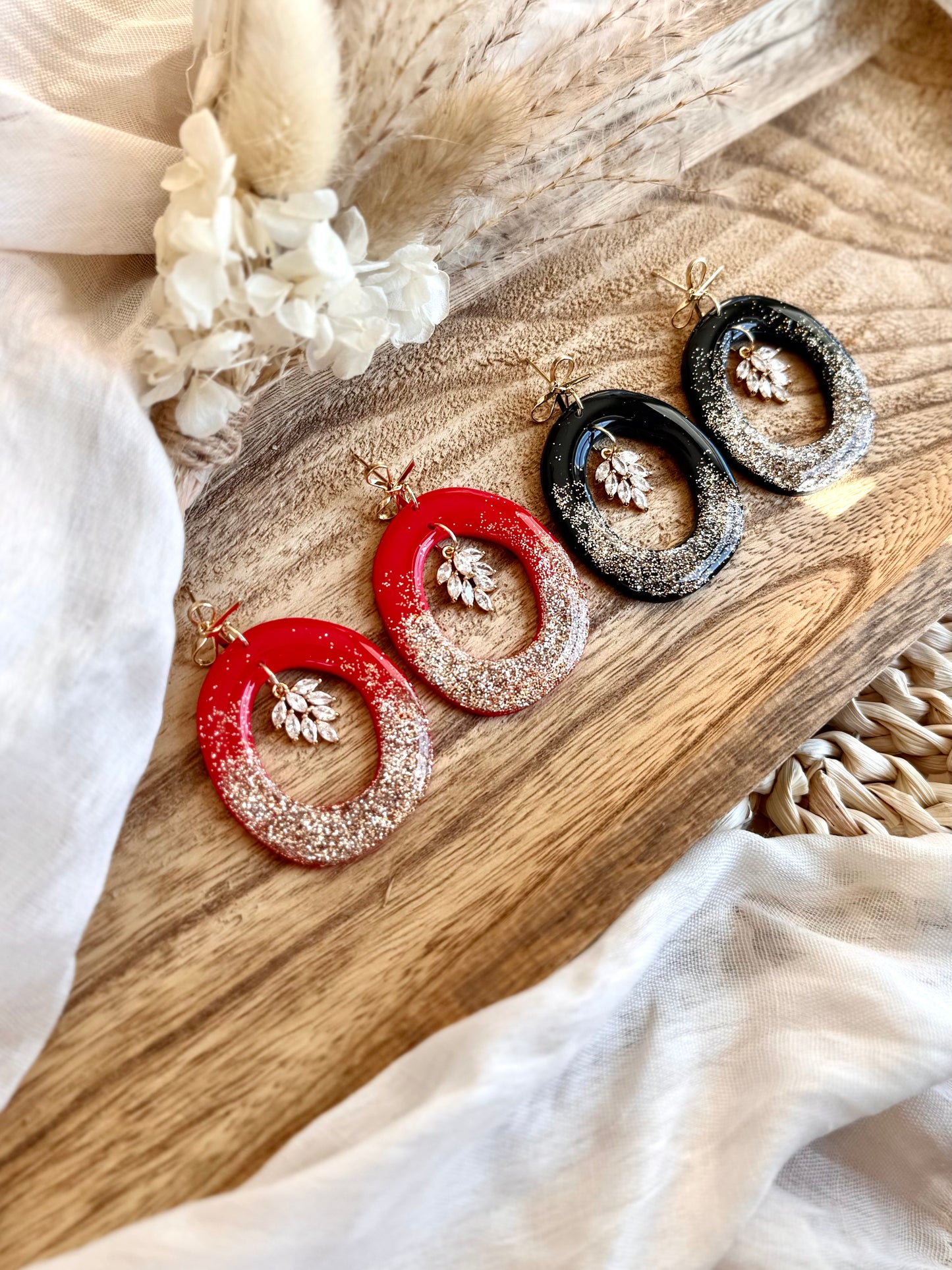 Handmade Frosted Ember Hoop Earrings