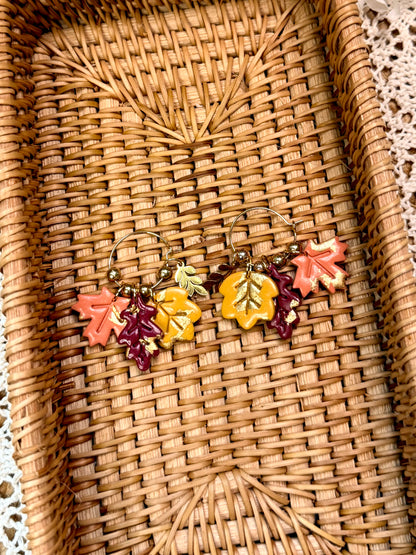 Handmade Autumn Leafy Hoop Earrings
