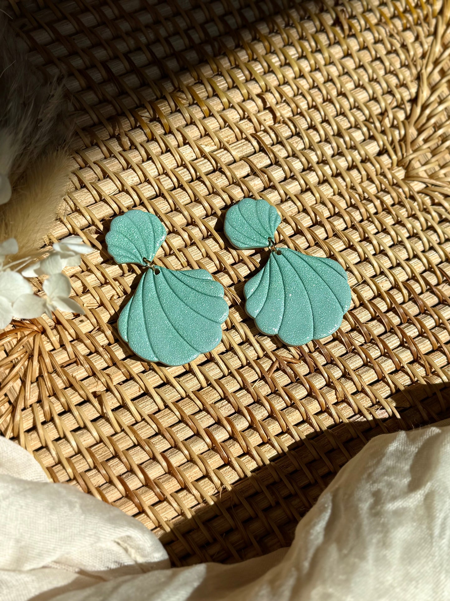 Handmade Shimmery Seashell Dangle Earrings