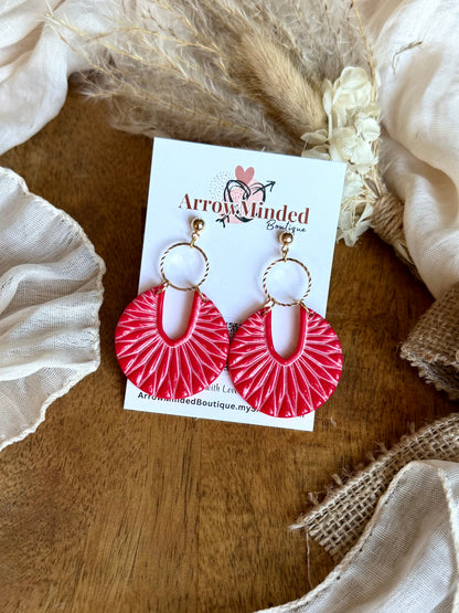 Handmade Crimson Radiance Statement Earrings
