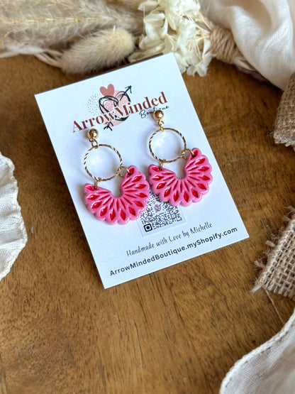 Handmade Boho Pink & Red Earrings