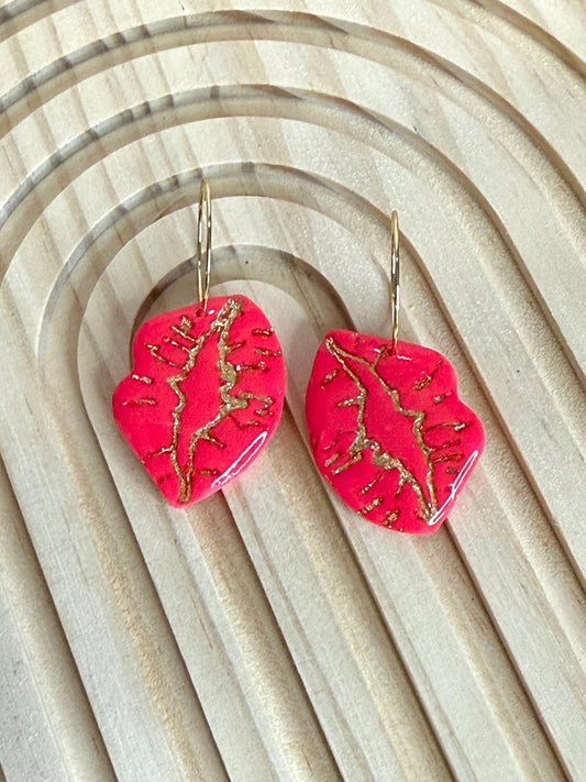 Handmade Smoochie Lip Gold Hoop Earrings