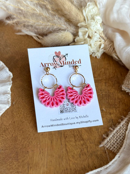 Handmade Boho Pink & Red Earrings