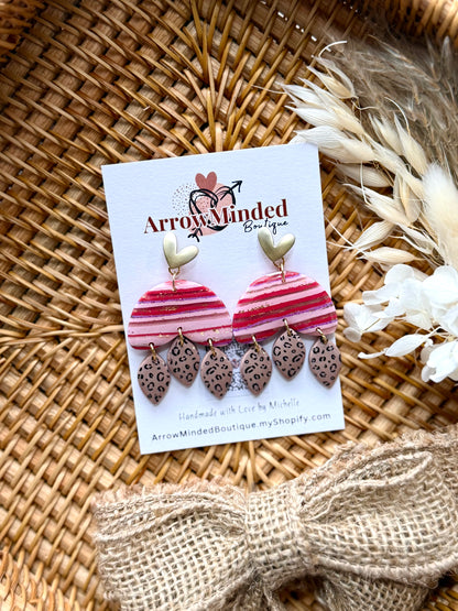 Handmade Crimson & Charm Pom Dangles