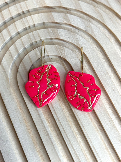 Handmade Smoochie Lip Gold Hoop Earrings