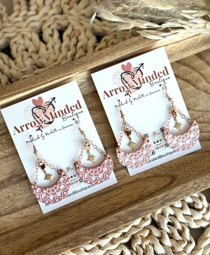 Handmade Mandala Crescent Dangles