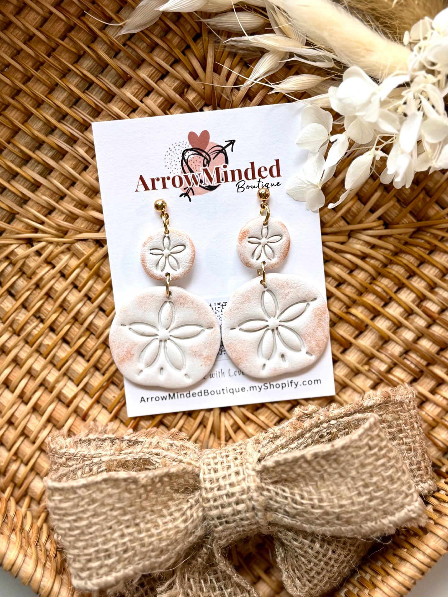 Handmade Shimmery Sand Dollar Earrings