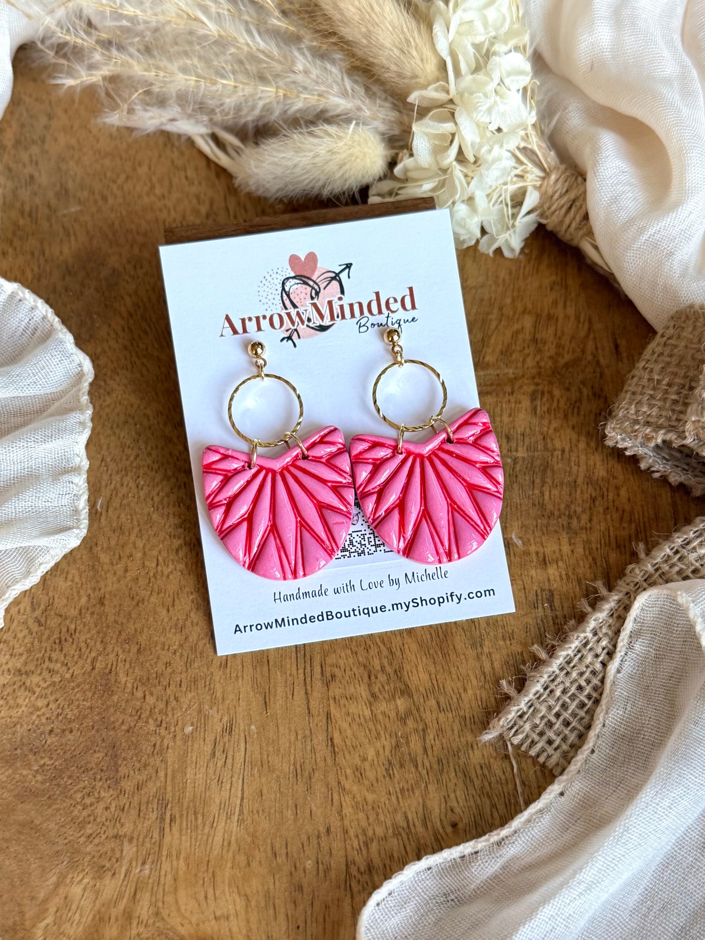 Handmade Boho Pink & Red Earrings