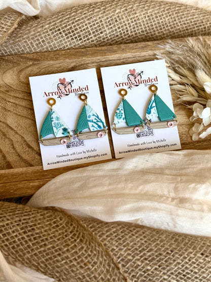 Handmade Sea Glass Harbor Sailboats