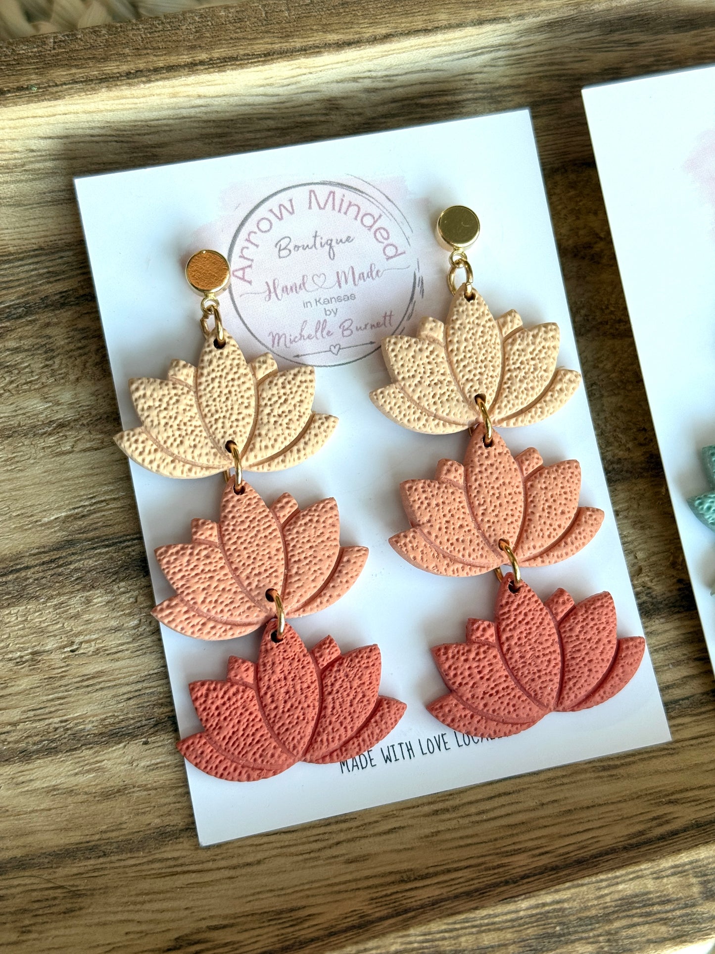 Handmade Lotus Dangle Earrings