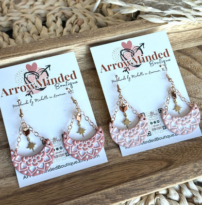 Handmade Mandala Crescent Dangles