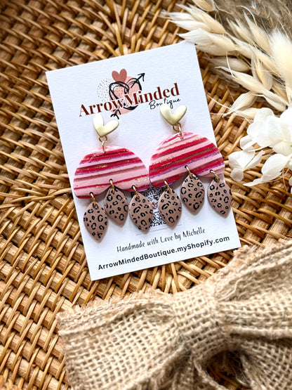 Handmade Crimson & Charm Pom Dangles