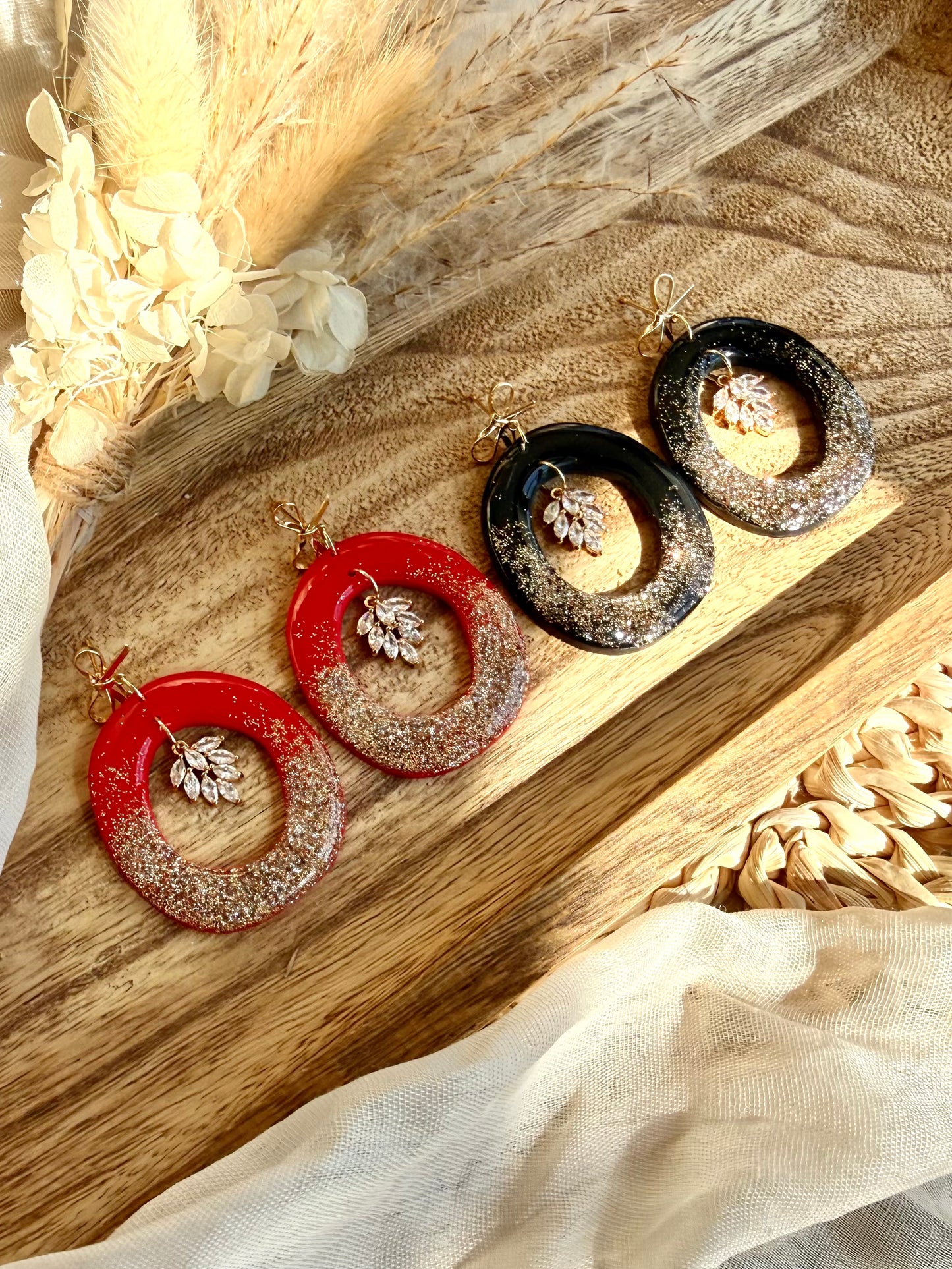 Handmade Frosted Ember Hoop Earrings