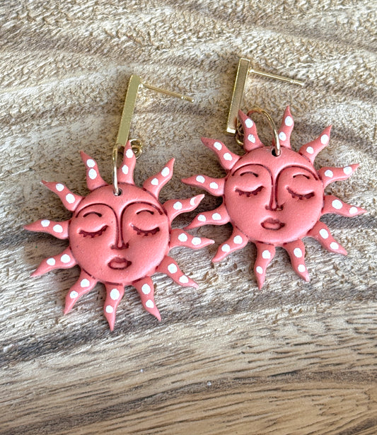 Handmade Celestial Sun Dangle Earrings