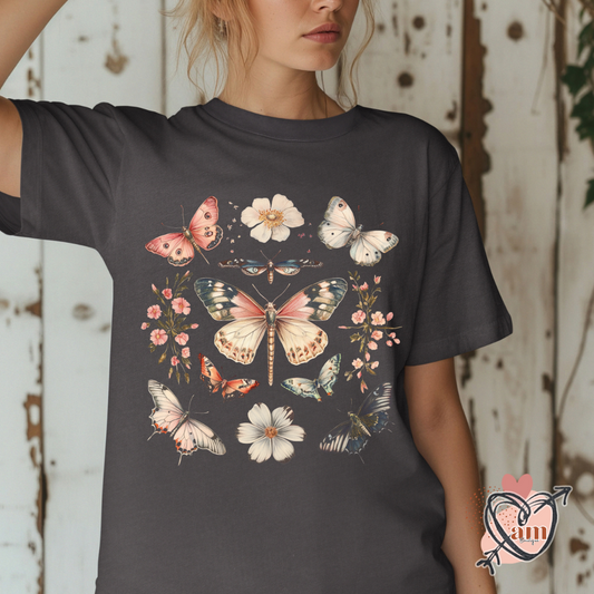 Boho Butterflies Cottage-core T-Shirt
