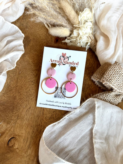 Handmade Pink Gold Dangle Earrings