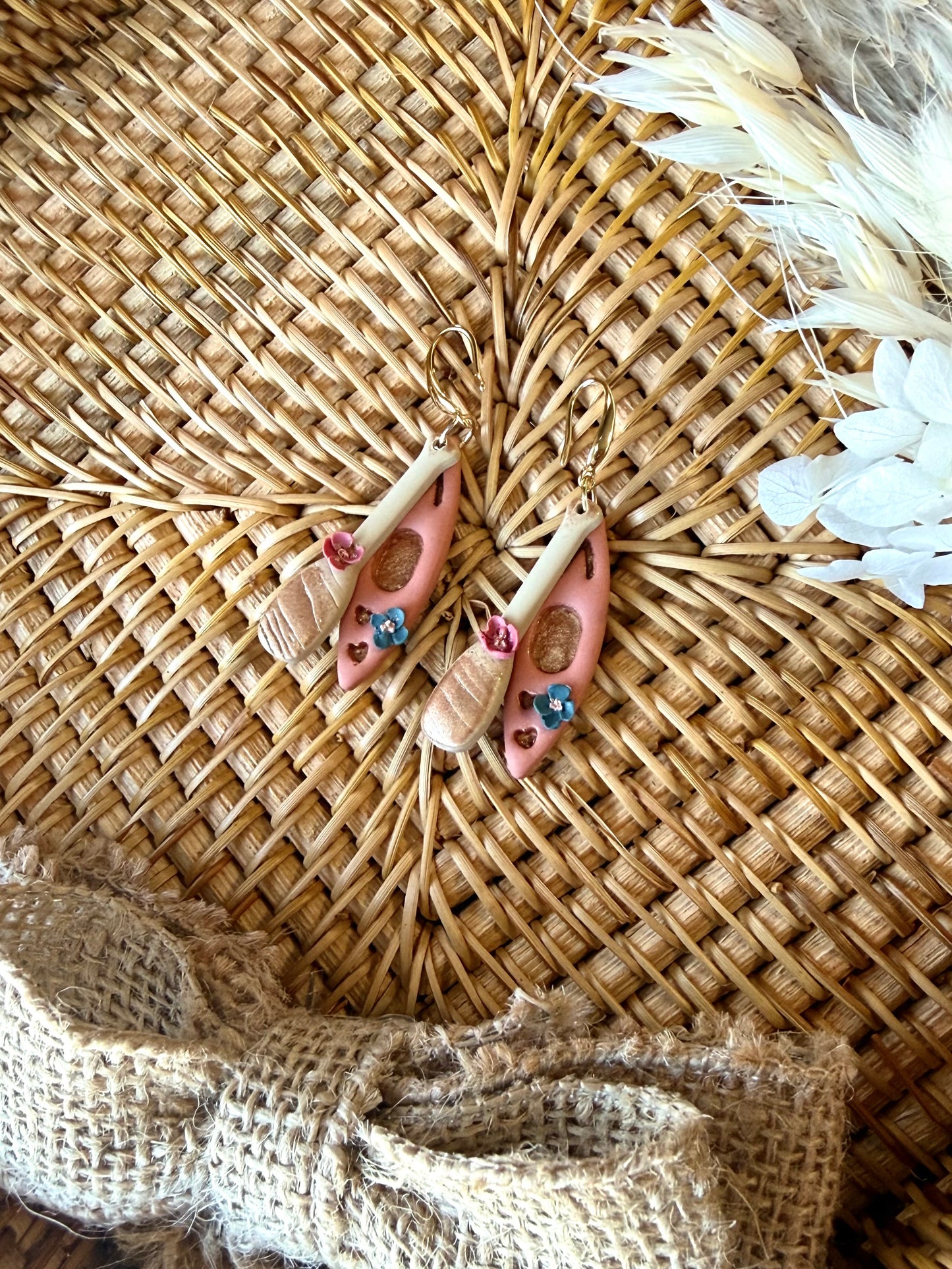 Handmade Blush Bloom Kayak Earrings
