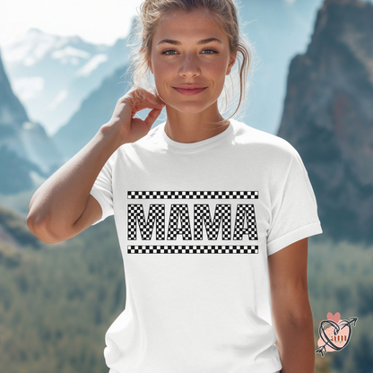 Checkered 'MAMA' T-Shirt