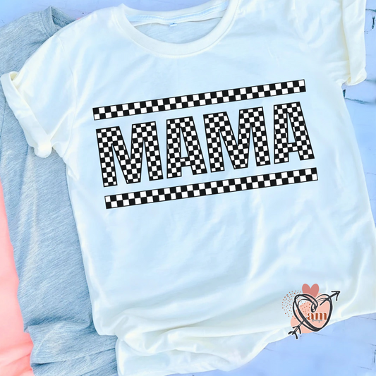 Checkered 'MAMA' T-Shirt
