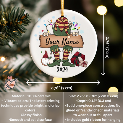 Custom Vintage Elf Ceramic Ornament