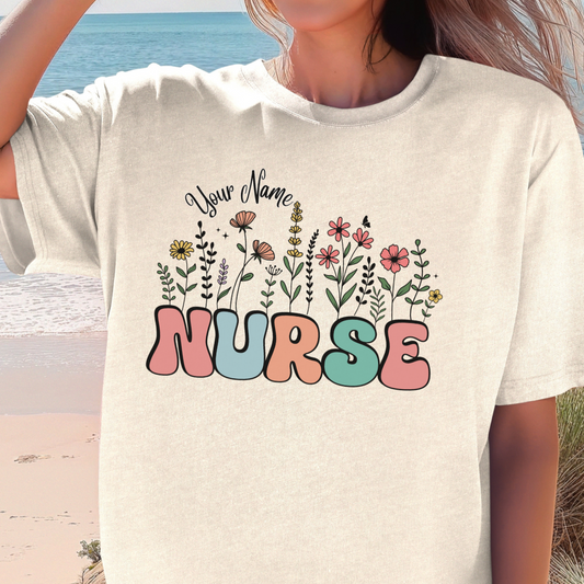 Custom Nurse Wildflower Shirt